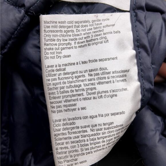 Michael Kors Hooded Quilted Packable Down Long Puffer Jacket Blue Medium FLAWS - Picture 6 of 9